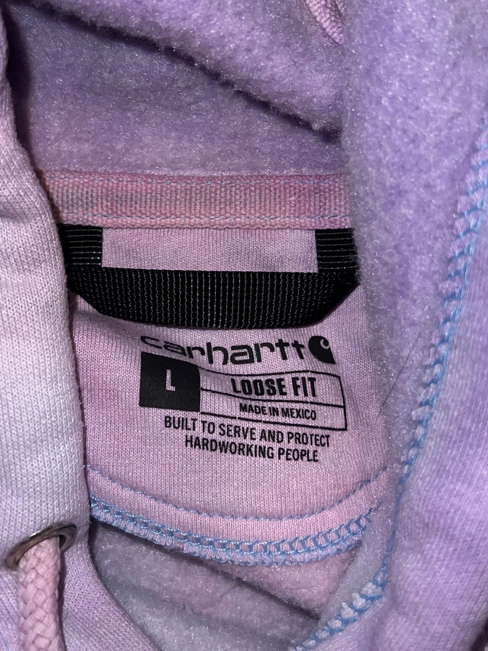 Carhartt Loose Fit Pastel Multicolor Tie-Dye Retro Logo Hoodie Size L - Picture 6 of 7